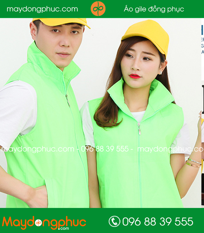 Mẫu áo gile công nhân màu Xanh lõn chuối